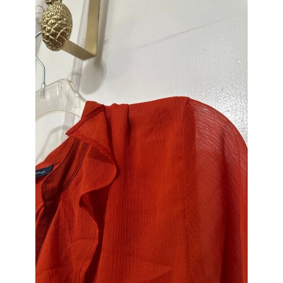 Tommy Hilfiger women’s size large red ruffle blouse - Picture 4 of 9